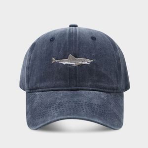 Gorra de Béisbol Unisex de Mezclilla Ajustable con Diseño de Tiburón, Estilo Étnico, 100% Algodón, Acabado Lavado, Tendencia de Moda Urbana, Gorra para el Sol - Product Image 4