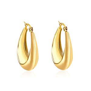 Pendientes de Aro Gruesos de Acero Inoxidable Chapados en Oro, Joyería de Moda 2021 para Chicas y Mujeres - Product Image 6
