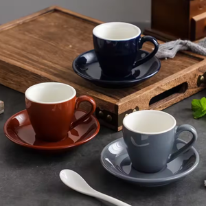Professional Modern 80ML Ceramic Porcelain Eco-Friendly Microwave Safe Dishwasher Safe Coffee Cup Saucer New Design Home - Product Image 3