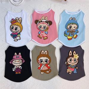 Venta al por mayor lindo algodón LABubu ropa para mascotas verano perro chaleco bordado Teddy Corgi Shiba Inu <span class=keywords><strong>cachorro</strong></span> dibujos animados <span class=keywords><strong>Bulldog</strong></span> francés ropa - Product Image 1
