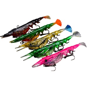 Appât souple multi-articulé en forme de <span class=keywords><strong>crevette</strong></span> avec hameçon triple renforcé, 103 mm, 11,2 g, 10 couleurs, avec paillettes, pour la pêche en eau salée - Prix abordable - Product Image 5