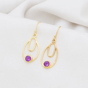 Boucles d'oreilles améthyste faites à la main en argent Sterling 925 pour femmes bijoux violets mignons pour cadeau de fête de mariage - Product Image 3