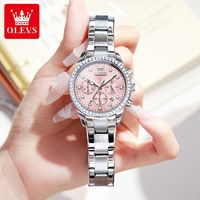 OLEVS Montre Femme Vente Chaude Cadran Vert Acier Inoxydable Montre-Bracelet de Luxe à Quartz Tendance pour Femmes Affaires