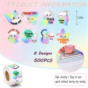 สติกเกอร์กันน้ำลายขอบคุณแบบใสขายดี พร้อมฟอยล์ทองคำแบบม้วน สำหรับตกแต่งบรรจุภัณฑ์ของขวัญ - Product Image 6