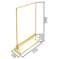 Cadre photo à bordure dorée détachable, support vertical, porte-menu double face, présentoir en acrylique pour les tables de mariage
