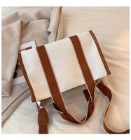 Tas selempang kapasitas besar untuk wanita, tas belanja motif garis-garis, tas Tote kapasitas besar gaya Korea, tas bahu imut untuk wanita