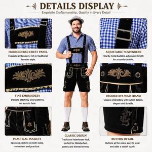 Conjunto de pantalones con tirantes bordados para disfraz de Oktoberfest, traje para fiesta del festival de la cerveza alemana, camisa a cuadros para hombre - Product Image 2