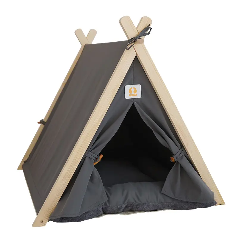 YASN Pet Dog House tenda da letto morbida in legno per animali domestici coperta chiusa calda peluche nido per dormire con cuscino tenda da viaggio per cani canile