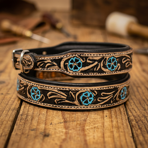 Collar de piel auténtica con relleno suave para perro, diseño de tallado pintado, fabricante - Product Image 2