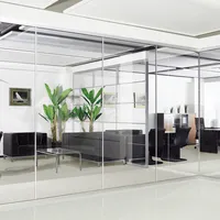 Single 10/12ミリメートル強化すりガラス壁のパーティションオフィス格安価格でシンプルなデザイン