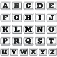 Pulsera de Charms Italianos de Acero Inoxidable con 26 Letras Cristianas DIY, Módulo de Iniciales de Italia, Patrón Gratuito, Combinación Libre, Regalo para Parejas
