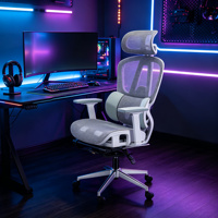 Chaise de bureau ergonomique en maille avec accoudoirs 8D, chaise de jeu inclinable avec repose-pieds