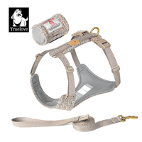 Harnais pour animaux de compagnie Truelove, de luxe, portable, écologique, avec sac à déjections, en cuir souple, sans traction, pour chien et chat, ensemble laisse