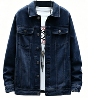 Veste en jean décontractée tendance pour hommes pour le printemps et l'automne style délavé avec vestes en jean