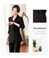 Ensemble de costumes professionnels pour femmes noires - Viscose/Polyester coupe-vent et imperméable, vêtements de travail professionnels pour les entretiens