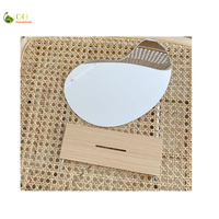 Miroir de maquillage Art Déco pour salle de bain avec support en bambou naturel, portable, à poser sur table/bureau/comptoir, origine Fujian