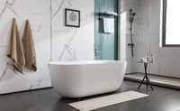 Baignoire autoportante en acrylique de forme ovale moderne de 1.8m avec drain et robinet pour la salle de bain de la maison ou de l'hôtel