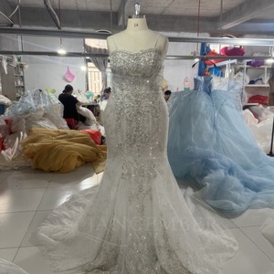 Wx393 Mermaid <b>Wedding</b> Dress High Collar Keyhole Beaded Sheer Cape Sleeve Sparkling Long Train Jancember - Product Image 3