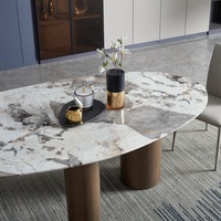 Ensemble de meubles de salle à manger de créateur de haute qualité, italien de luxe moderne en céramique marbre table à manger villa grande table à manger ensemble