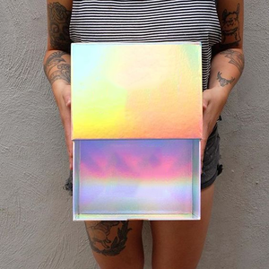 주문 고급 선물 상자 홀로그램 종이 상자 배송 의류 홀로그램 무지개 소포 골판지 전자 상거래 상자 - Product Image 4