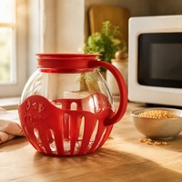 Bol à popcorn micro-ondes 2,25 QT en verre borosilicate rond pour utilisation au micro-ondes, popcorn à air chaud