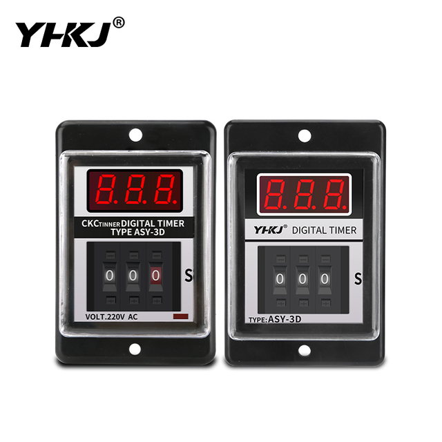 ASY-3D Delay Timer Time Relay 8PIN With Base DC12V/24V AC110V/220V 1-999S Digits Programmable Timer Delay Relay