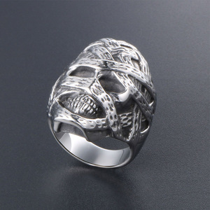 Mummy Head <b>Skull</b> Men's Titanium Steel <b>Ring</b> SA401 Punk Fashion Jewelry Gift - Product Image 2