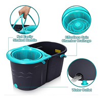 Cubo de fregona plegable con rotación de 360 grados, palo de fregona giratorio para suelos con almohadillas de limpieza de repuesto, juego de fregona y cubo 360