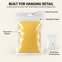 Vente en gros, sac transparent à dos blanc brillant, emballage de papeterie, sac à céréales, sac ziplock avec trou de suspension