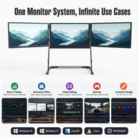 Moniteur portable triple écran AHXJKA 15,6 pouces 1920x1080 IPS pour graphiques boursiers, ordinateur portable USB-C Win Mac