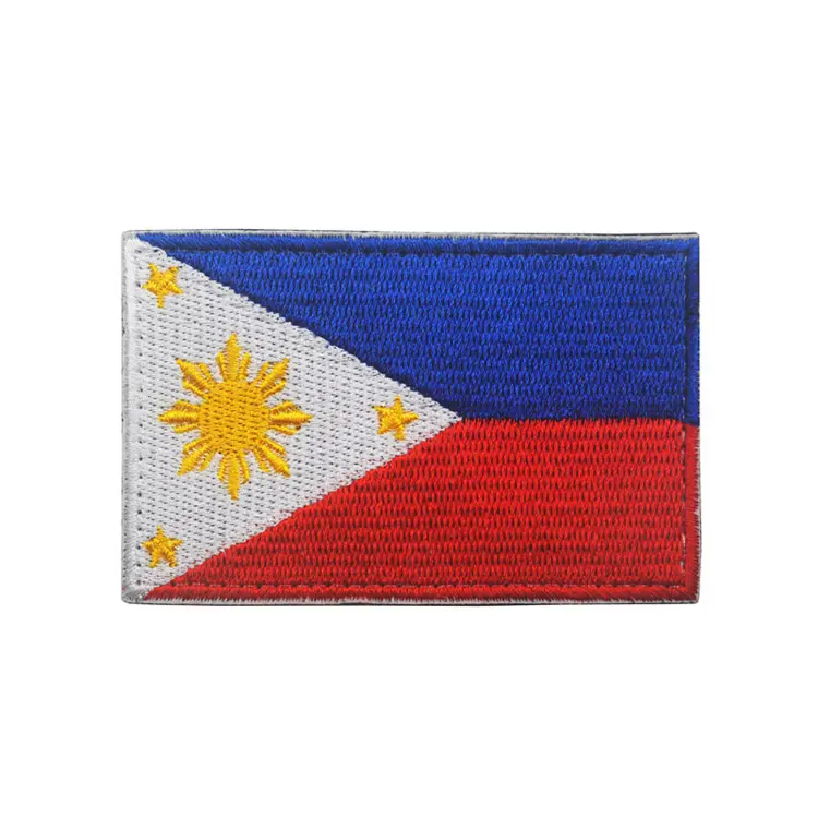 Işlemeli ulusal bayrak filipinler bayrağı demir yamalar rozeti çantası
