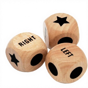 Wooden Left Right Center <b>Dice</b> <b>Set</b> Engraved Star Design Handmade Craft Game Pieces - Product Image 1