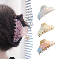 Kinling OEM Design Personnalisé, Grand Carré Géométrique en Acétate de Cellulose Rose Marbré Coréen 10cm, Unisexe, pour Cheveux, Fête et Usage Quotidien
