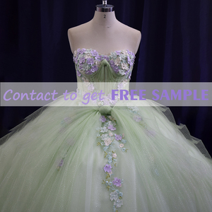 <span class=keywords><strong>Vestido</strong></span> de Quinceañera TEENYEE, Estilo Princesa, Satinado, Color <span class=keywords><strong>Verde</strong></span> Claro, con Lentejuelas, Apliques de Flores 3D y Pedrería - Product Image 4