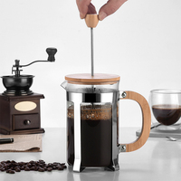Tutup Bambu French Press Braket Baja Tahan Karat Kaca Borosilikat Transparan Ramah Lingkungan Kapasitas Besar untuk Merebus Air