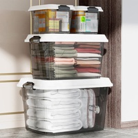 Boîtes de rangement en plastique transparent avec couvercles, empilables, anti-poussière, organisateur de placard sans BPA, boîte pour vêtements, jouets, chaussures, maison, bureau