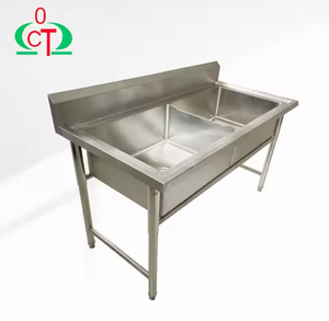 業務用厨房シンク ダブルボウル ステンレス製 ホテル用 洗濯設備用 - Product Image 4