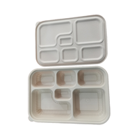 Boîtes alimentaires écologiques en amidon de maïs à 6 compartiments, étanches, pour la restauration, les buffets et les fêtes