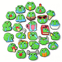 Breloques décoratives pour sabots et sandales en caoutchouc souple, motif grenouille de dessin animé Emo, mignonnes grenouilles tristes et pleureuses en PVC, accessoires DIY