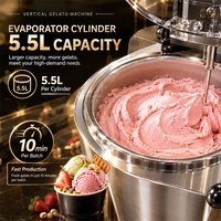 Machine à gelato verticale à refroidissement par air avec contrôle de la production en surplus, congélateur commercial à agitation continu, machine à glace dure professionnelle