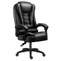 Chaise de bureau de direction ergonomique à dossier haut, design contemporain, style simple, en cuir synthétique, fonction massage, repose-pieds