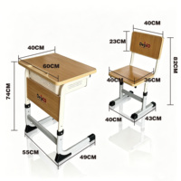 Ensemble table et chaise d'étudiant moderne en bois réglable en hauteur, écologique, pour l'école, la maison ou le bureau, avec rangement, confortable