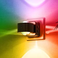 Veilleuse LOHAS à changement de couleur RGB, lumière LED ambrée, super lumineuse, avec capteur, moderne, à brancher sur prise murale, pour chambre d'enfant