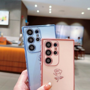 Fundas para Celular con Diseño de Flores Electrochapadas para <span class=keywords><strong>Samsung</strong></span> S23 <span class=keywords><strong>FE</strong></span>/Ultra, Funda Protectora de TPU Suave para iPhone - Product Image 5