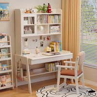 Bureau en bois massif avec étagère intégrée, table de rangement, bureau d'étude pour étudiants, usage domestique, bureau de rangement simple