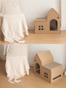 Aanpassen Oem/Odm Huisdier Kras Speelgoed Golfkarton Bord Met Catnip <span class=keywords><strong>House</strong></span> Vorm Scratcher Nest Meubelen Kat Krabben Huis - Product Image 6