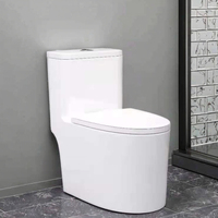 Toilette en céramique monobloc moderne à haute pression avec double chasse d'eau à fermeture lente et chasse cyclonique pour salles de bain commerciales et résidentielles