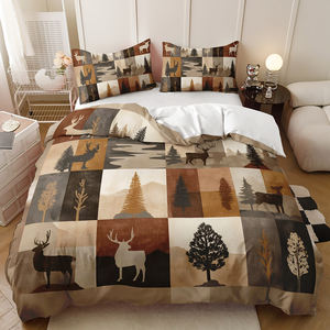 Parure de lit motif <span class=keywords><strong>rennes</strong></span> forestiers - Ensemble en polyester imprimé numériquement inspiré de la nature, décoration style cabane et lodge - Product Image 4