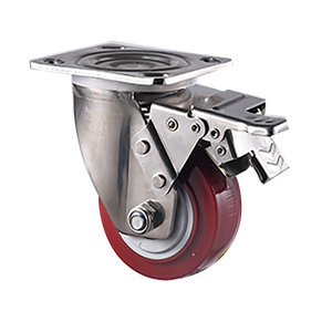 New 4/5/6/8 inch 200/250/300/350kg SS PU Heavy Duty Castor Cung cấp Phenolic Caster bánh xe inch với phanh công nghiệp - Product Image 1