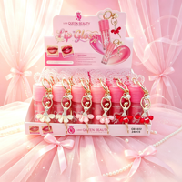Brillo Labial Love Queen Beauty con Llavero, Diseño de Dibujos Animados, Hidratante y Voluminizador, en Caja de Exhibición, Venta al Por Mayor